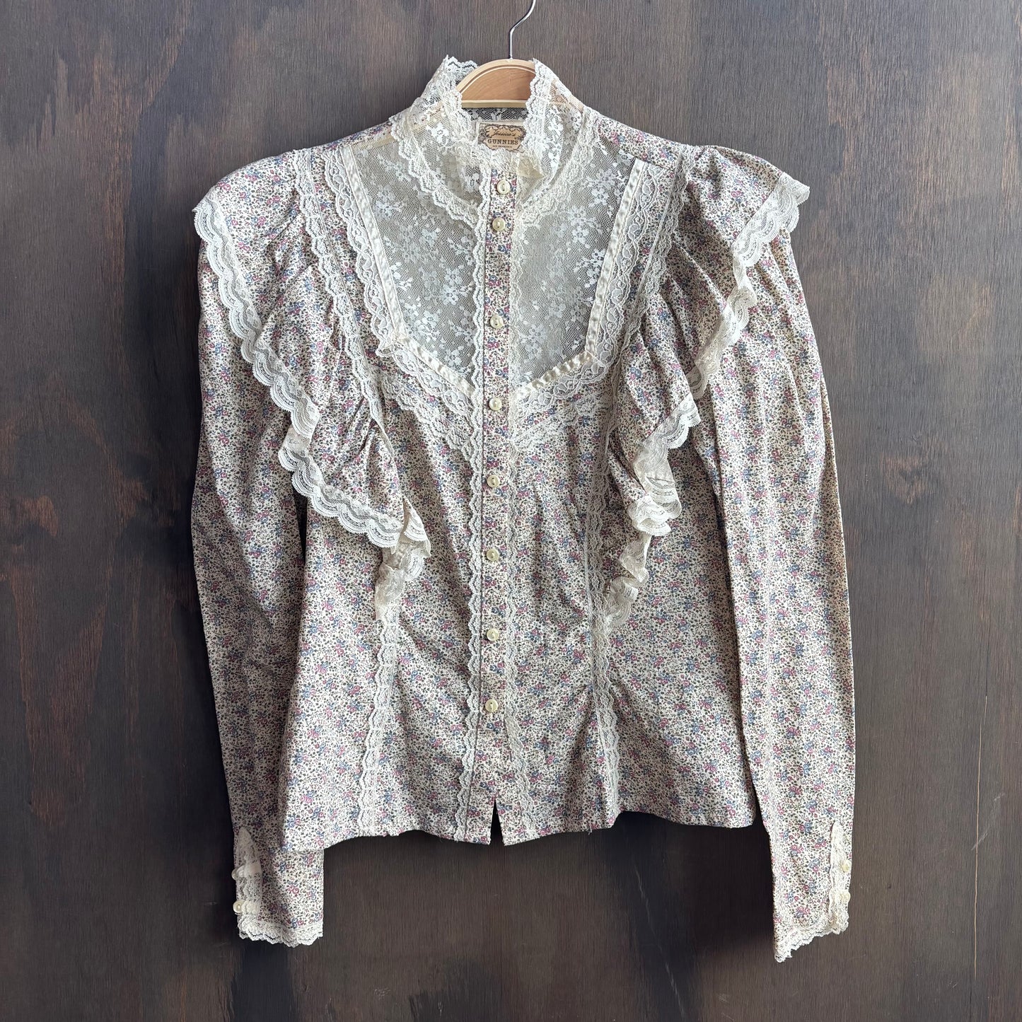 Vintage Lace Trimmed Button Up