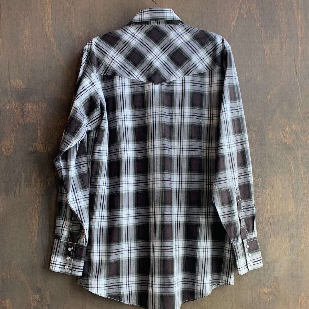 Ely Cattleman grey plaid button up