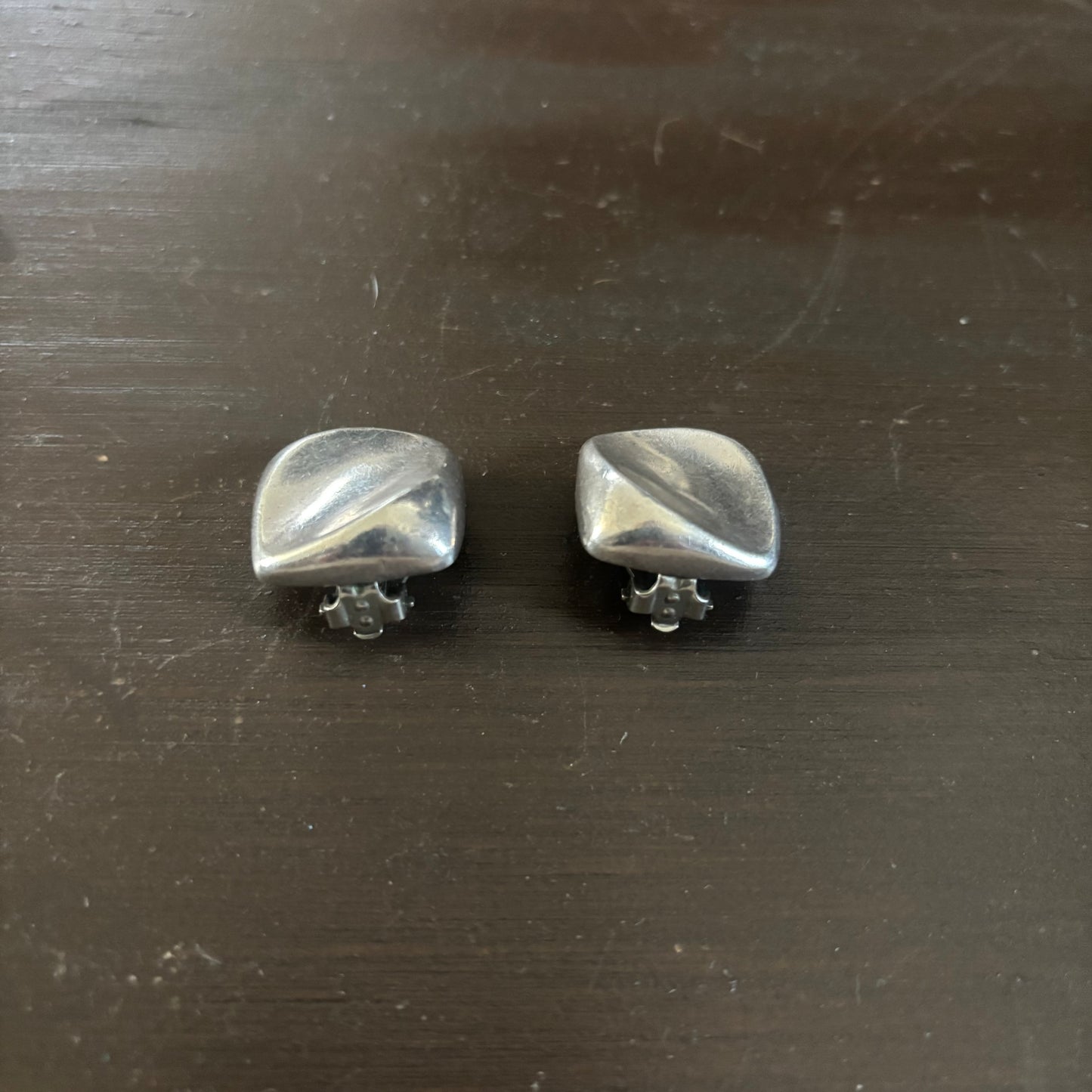 Sterling Silver Square Clip-On Earrings