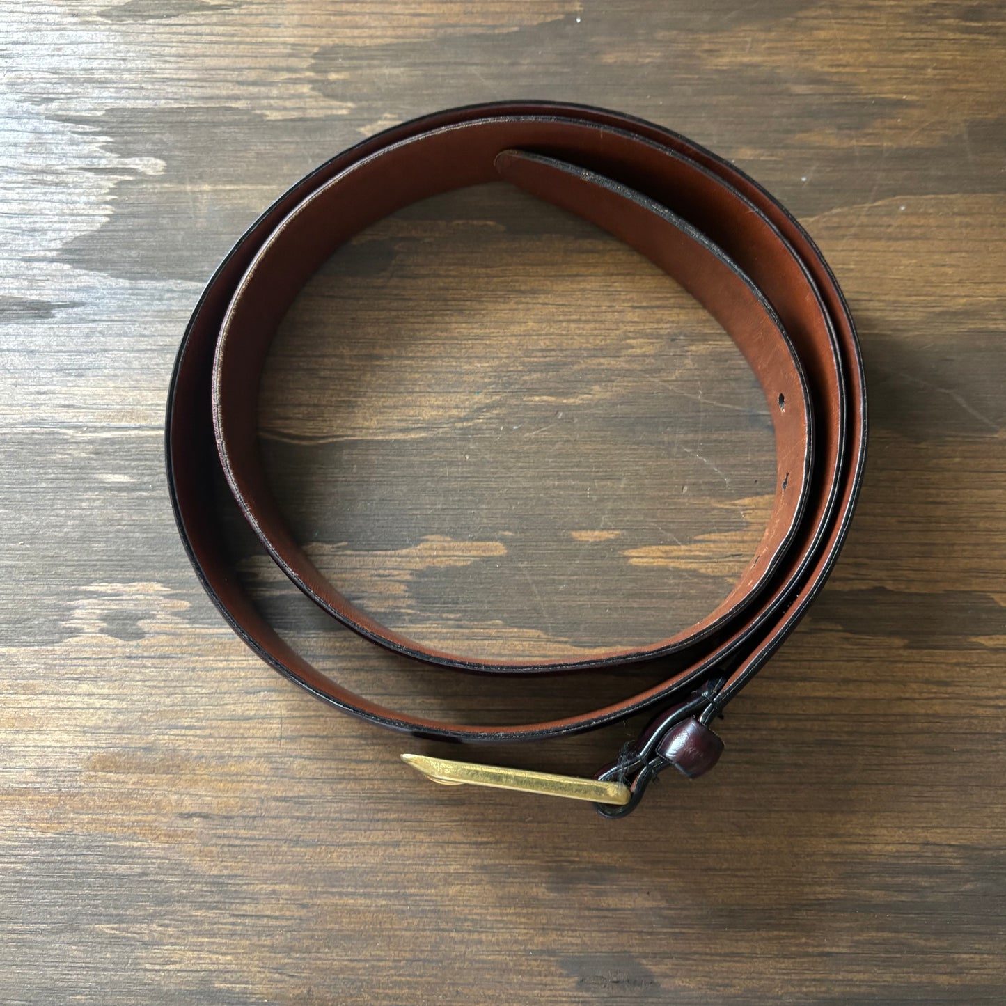 Brown Leather Belt with Tooled Lines