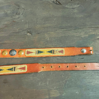Vintage Leather Belt with Coin Embellishment