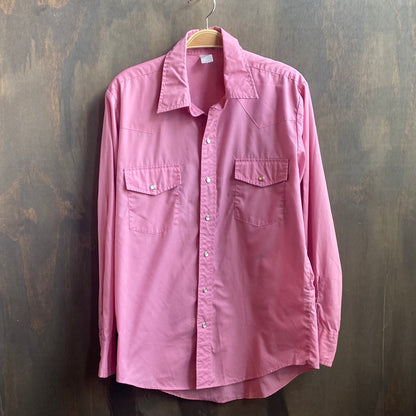 Vintage Pink Pearl Snap Button Down