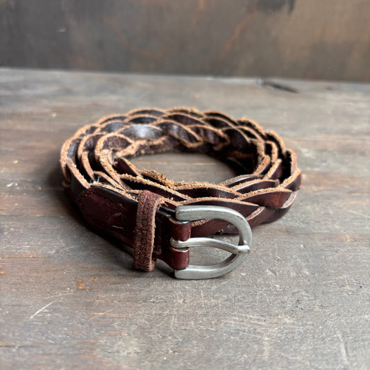 Brown Braided Leather Belt