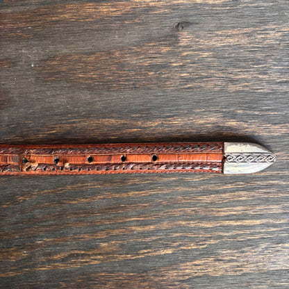 Brown Leather Belt with Metal Tip