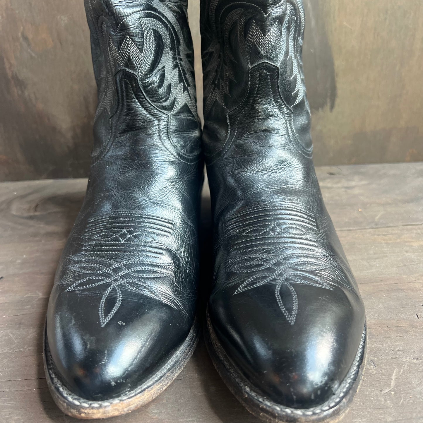 Tony Lama Black Leather Cowboy Boots