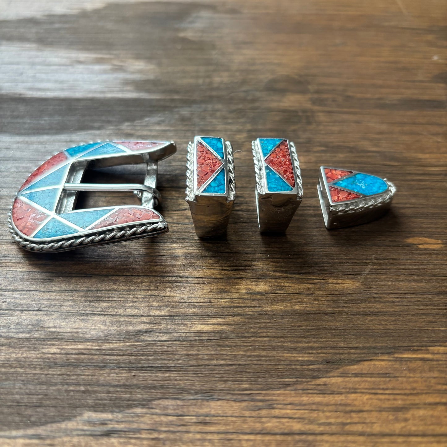 Turquoise Chip Belt Buckle Set