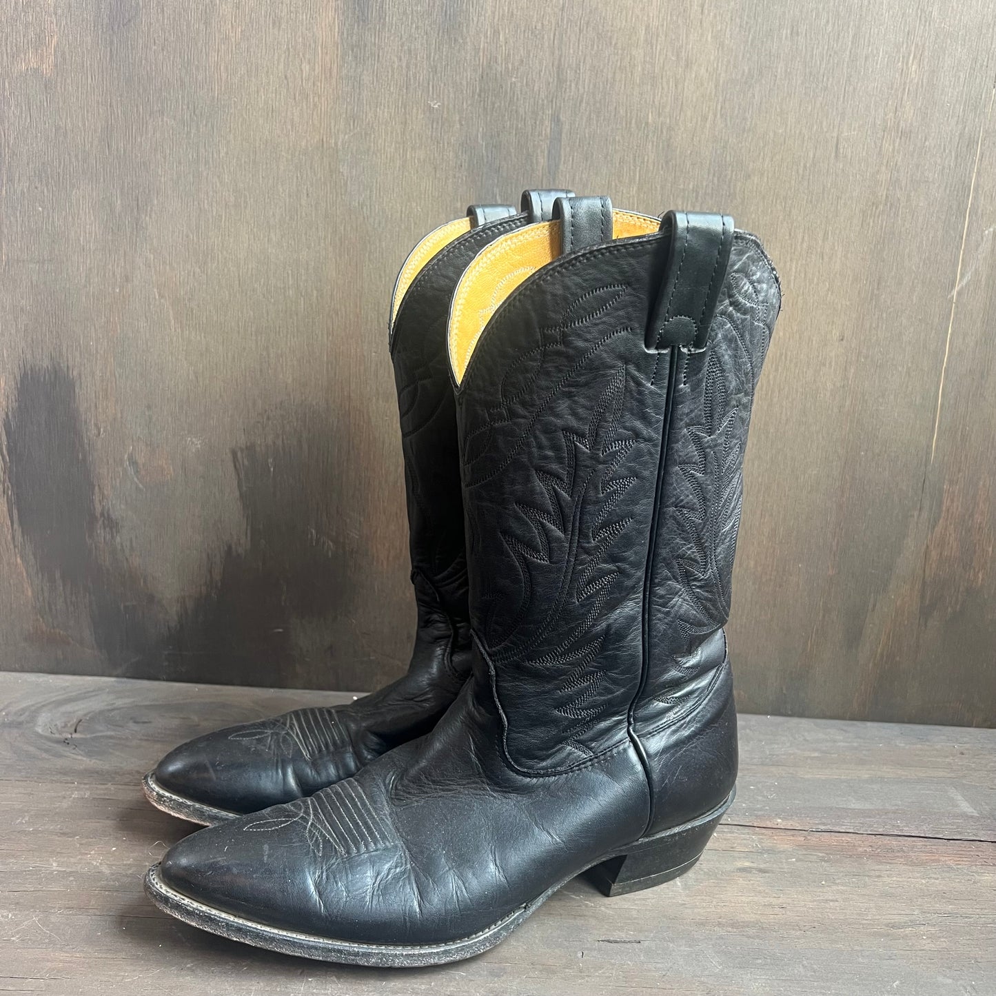 Nocona Black Leather Cowboy Boots