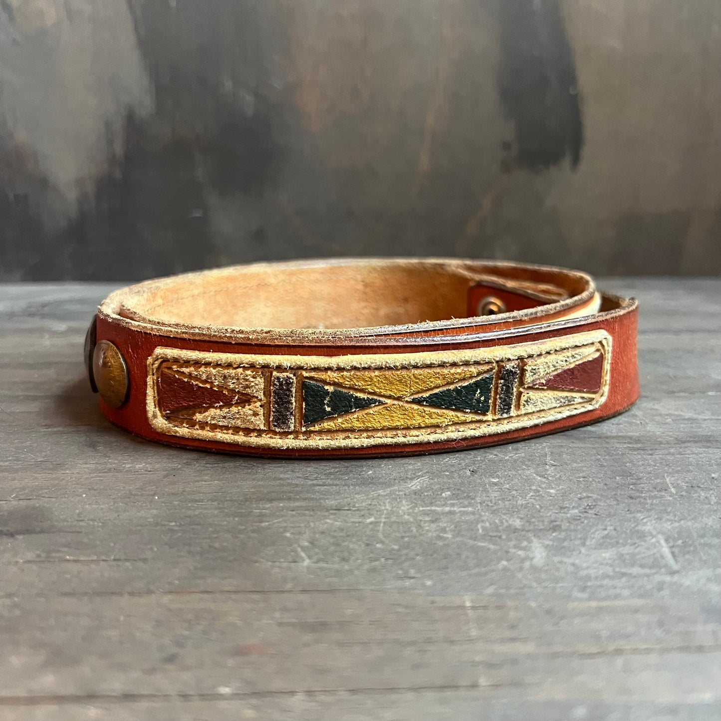 Vintage Leather Belt with Coin Embellishment