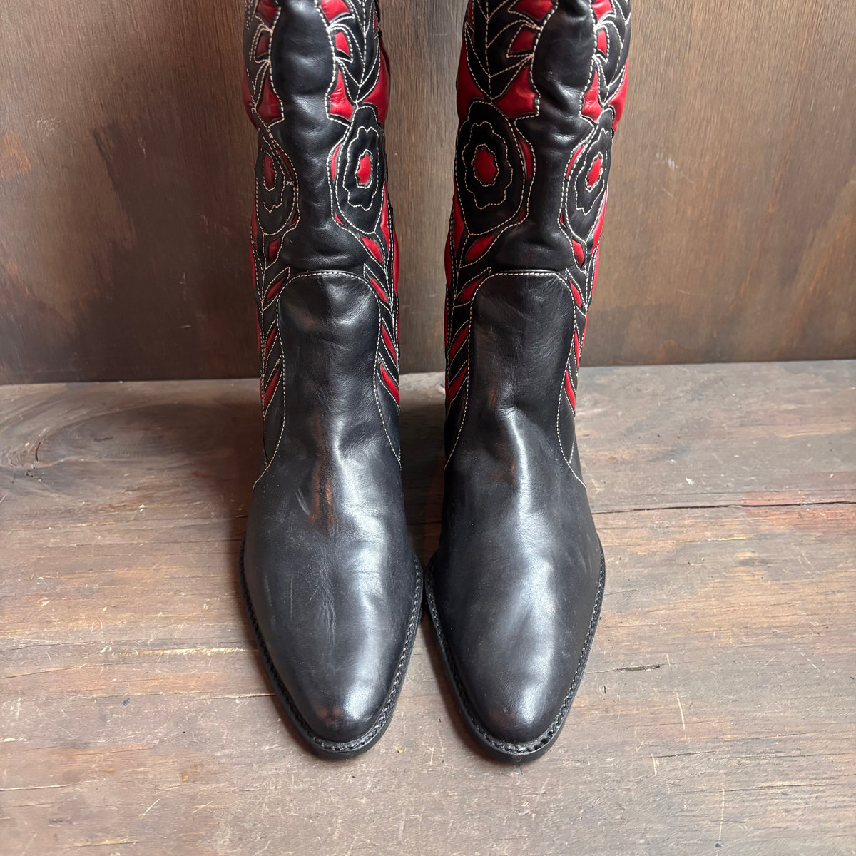 Two-Tone Floral Boots