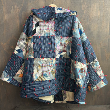 Vintage Blue Patchwork Quilt Coat