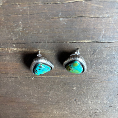 Silver and Turquoise Triangle Earrings