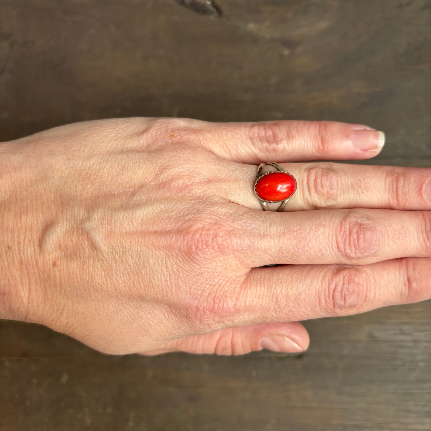 Silver Ring with Red Stone