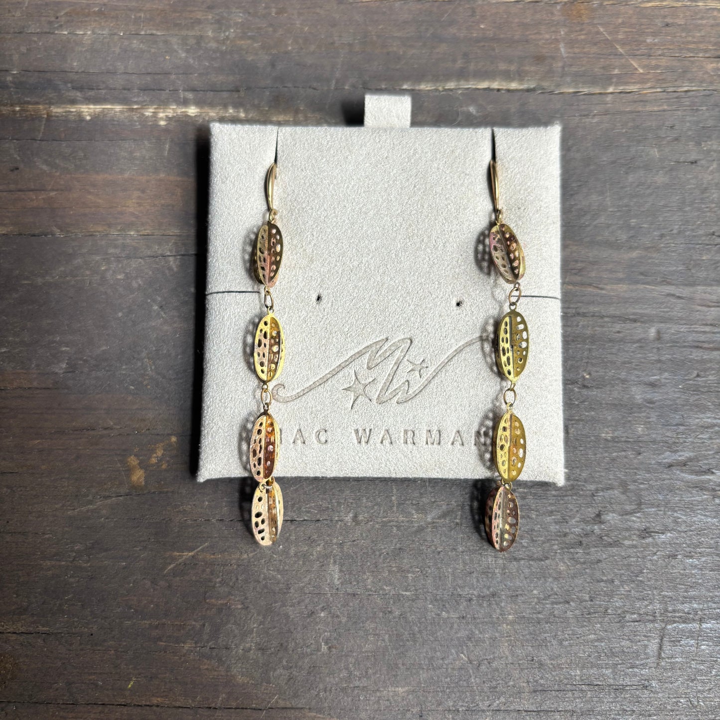 Mac Warman Vintage Brass Leaf Earring