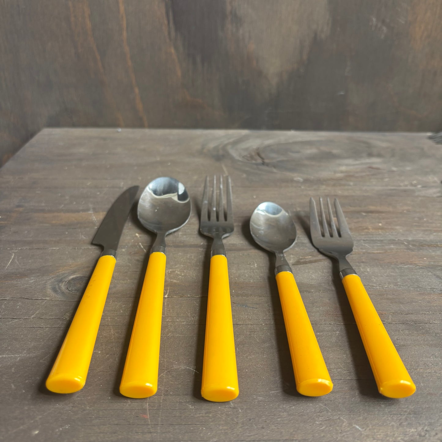 Yellow Handled Bakelite Silverware Set