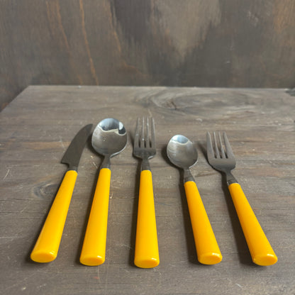 Yellow Handled Bakelite Silverware Set