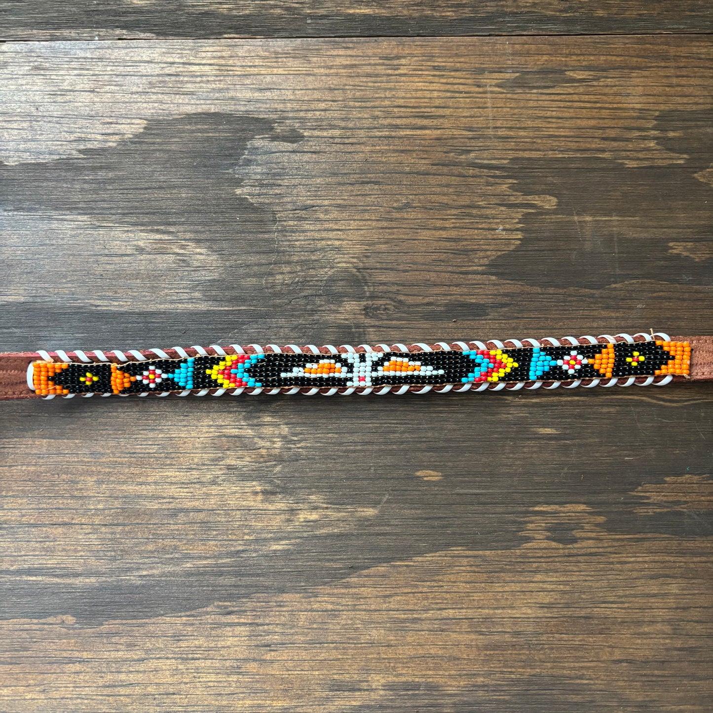 Beaded Leather Hat Band