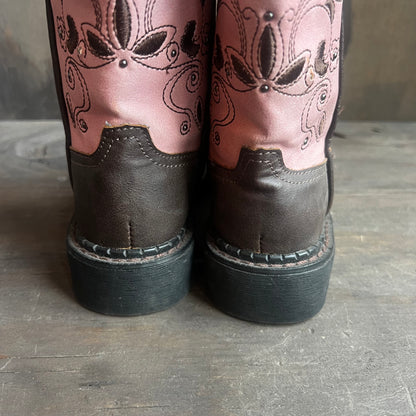 Roper Pink and Brown Light Up Kids Boots