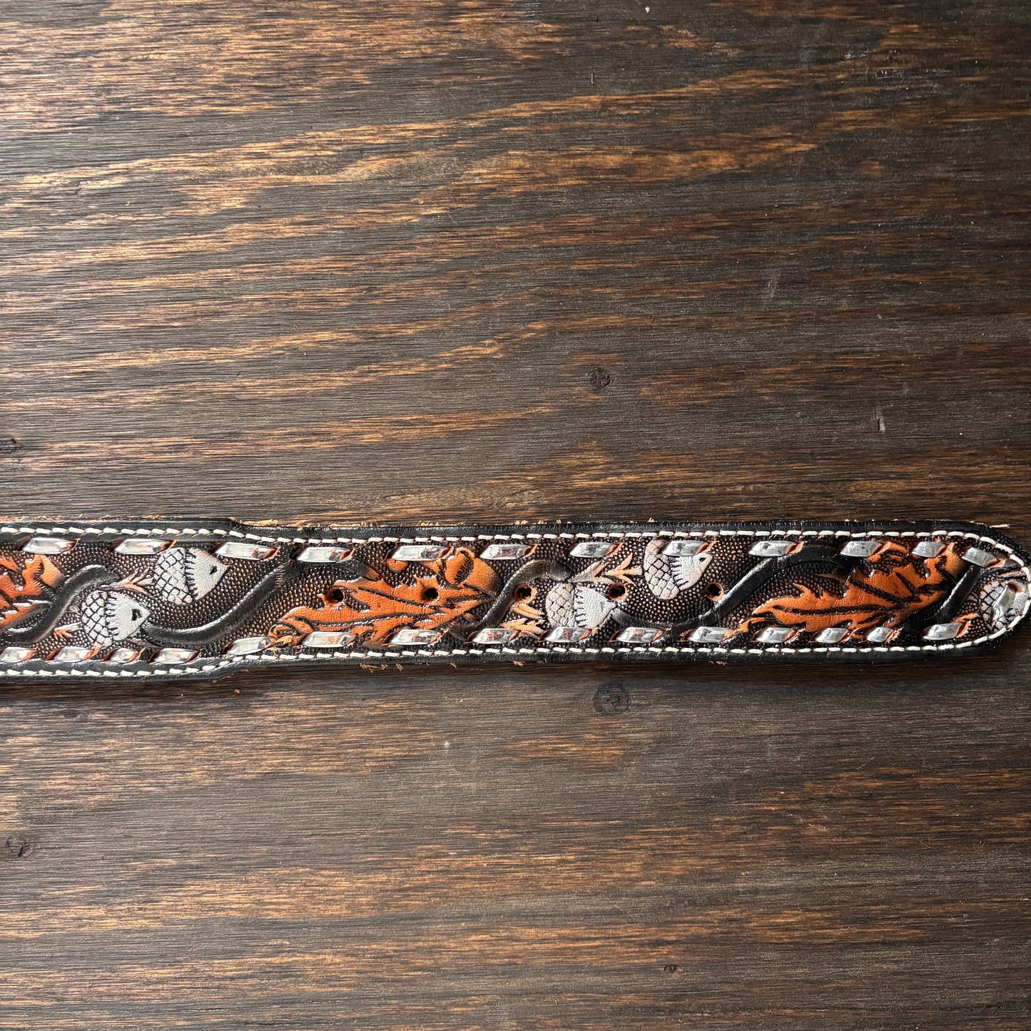Brushy Creek Tooled Leather Acorn Belt