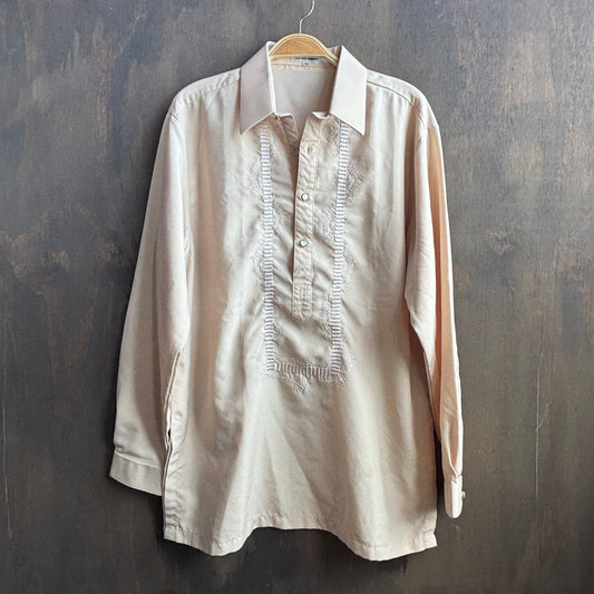 Vintage Cream Pullover Dress Shirt