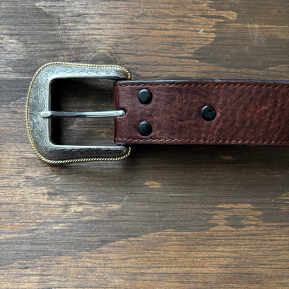 Brown Leather Belt with Buckle