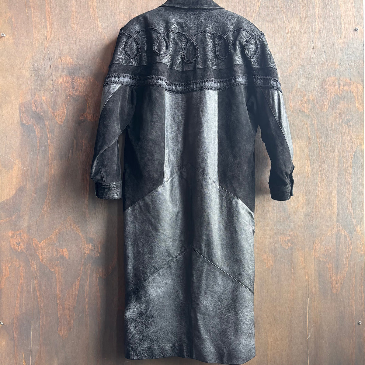 Vintage Black Leather Trench
