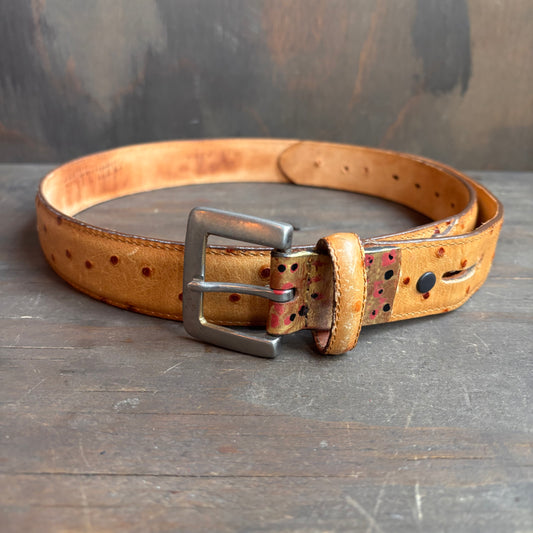 Tony Lama Tan Ostrich Belt