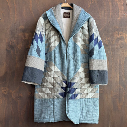 Vintage Blue Starburst Quilt Coat