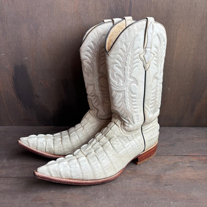 Custom Cream Reptile Pointed Boot