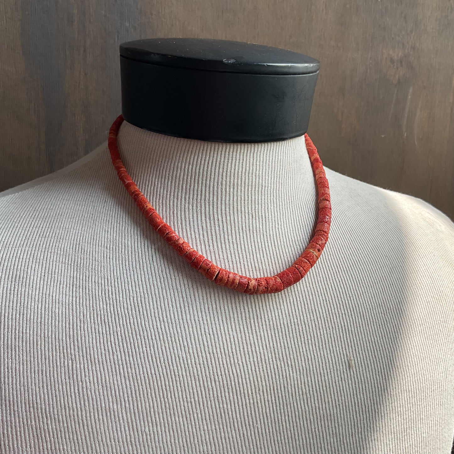 Red Sponge Coral Disc Bead Necklace