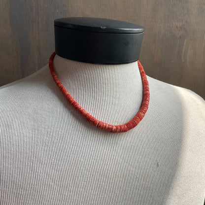 Red Sponge Coral Disc Bead Necklace