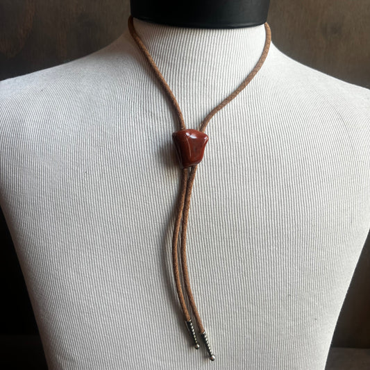 Red Jasper Bolo Tie on Leather Cord