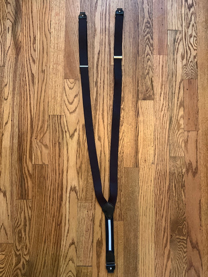 Black Hilfiger suspenders with white stripe
