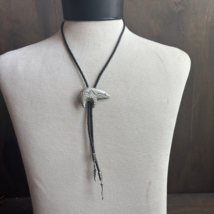 Pewter Bear Bolo on Black Tie