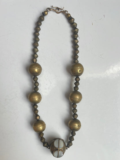 India Brass and Mother-of-Pearl Necklace