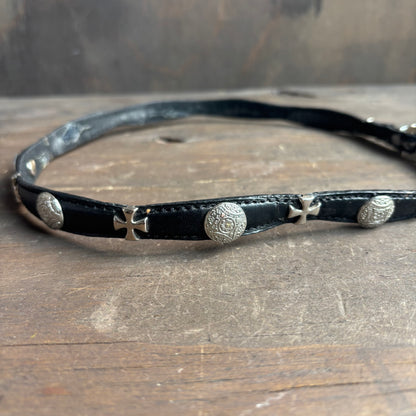 Black Leather Studded Hat Band