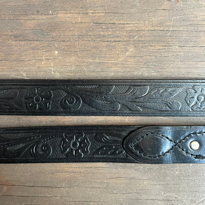 Ralph Lauren Black Tooled Leather Belt