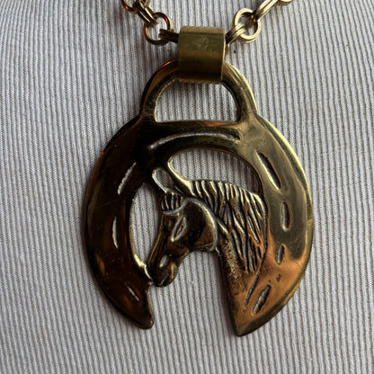 Mac Warman Small Horse in Horseshoe Medallion Necklace