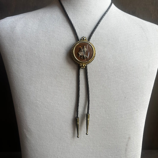 Gold Square Dancer Bolo Tie
