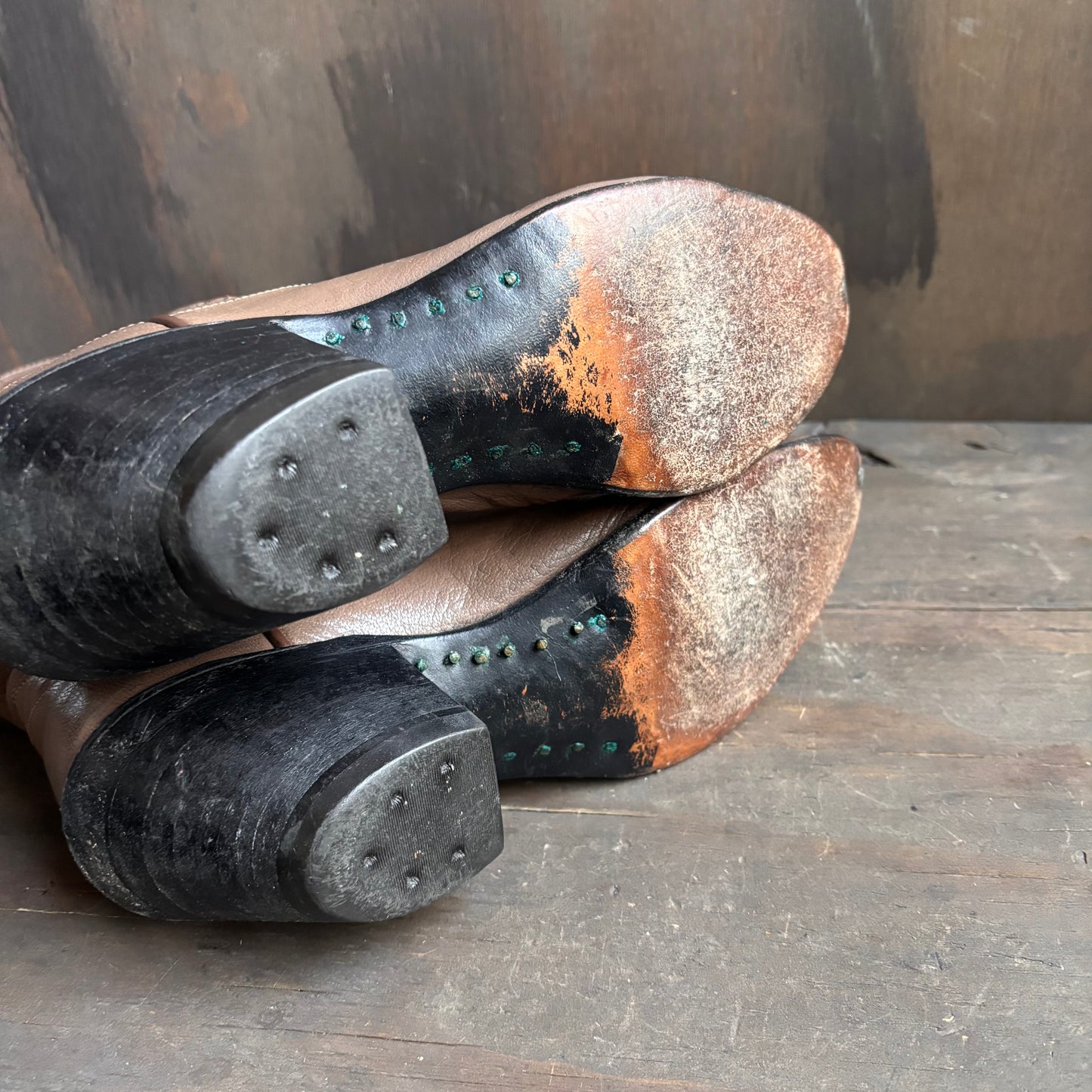 Vintage Olathe Beige Leather Boots
