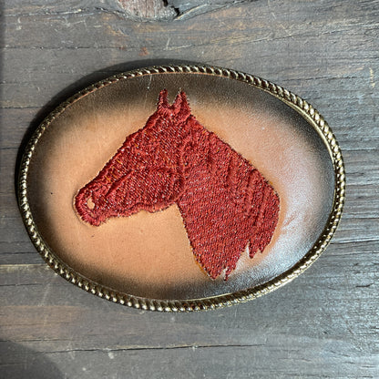 Embroidered Horse Head Belt Buckle