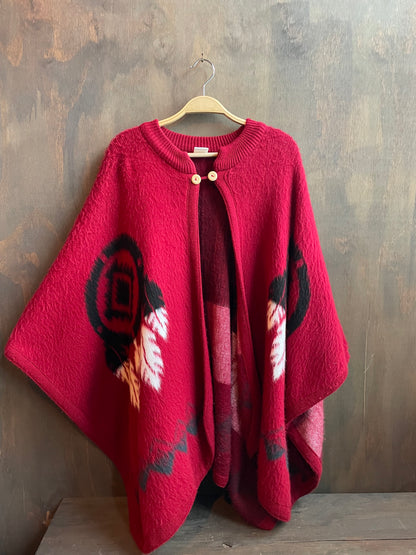 Red wool cape or poncho