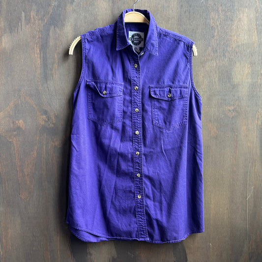 Sleeveless Purple Button Up