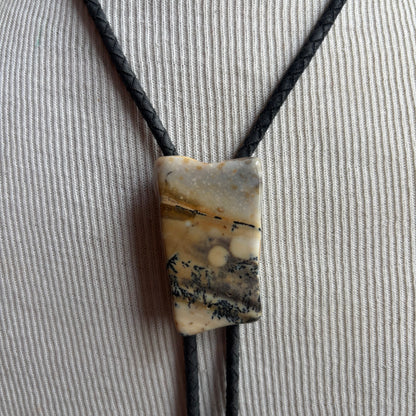 Rectangular Jasper Bolo on Black Tie