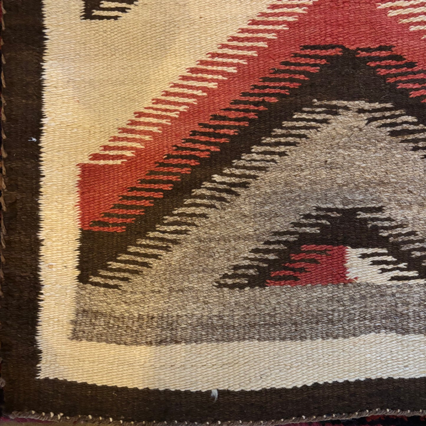 Coral and Brown Woven Rug