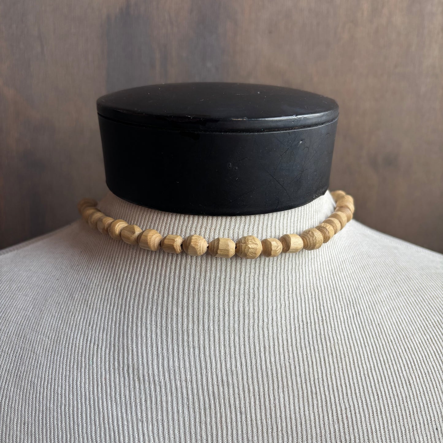 Wood Beaded Necklace with Pendant