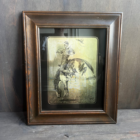 Cowboy on a Bucking Horse Art Print