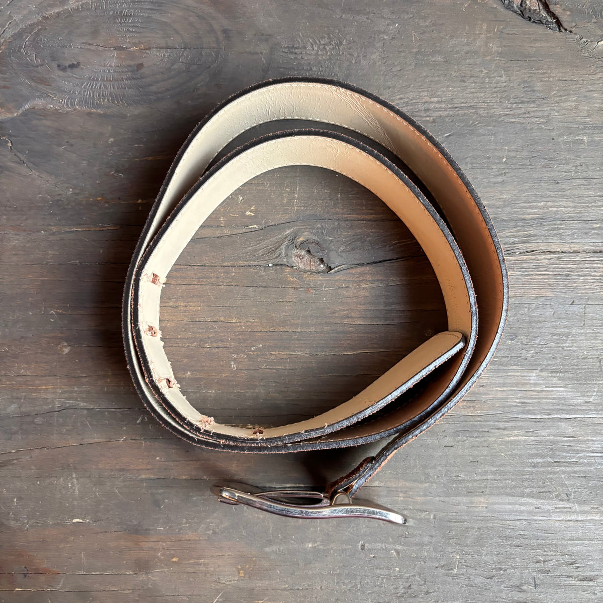 Italian Brown Rough Out Belt with Shiny Buckle
