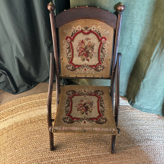 Victorian Needle Point Folding Chair