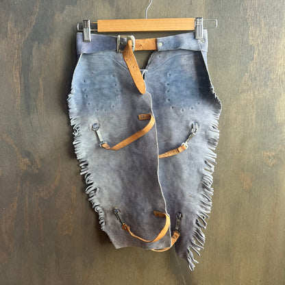 Kids Blue Leather Chaps and Vest Set