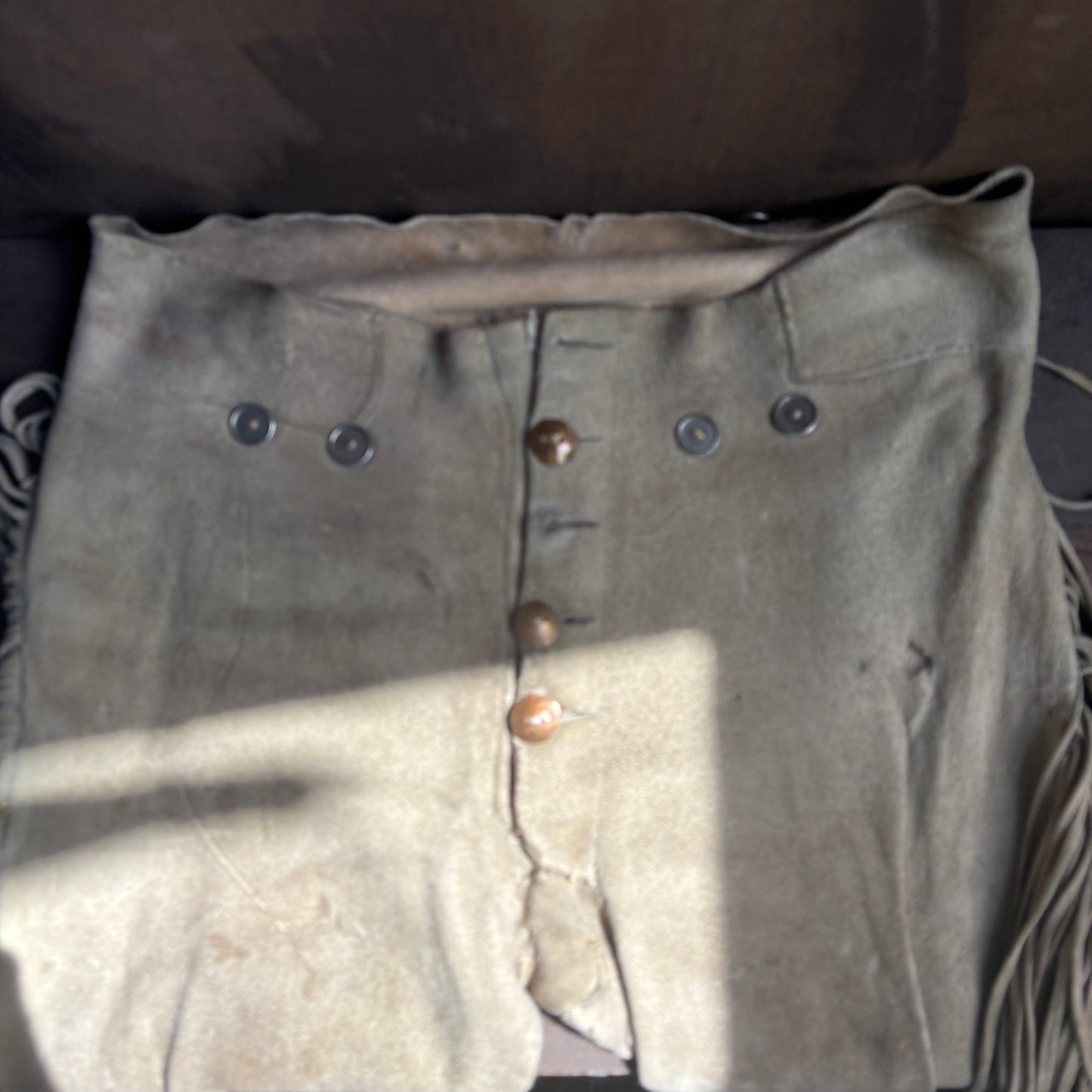 Vintage Handmade Fringed Suede Set